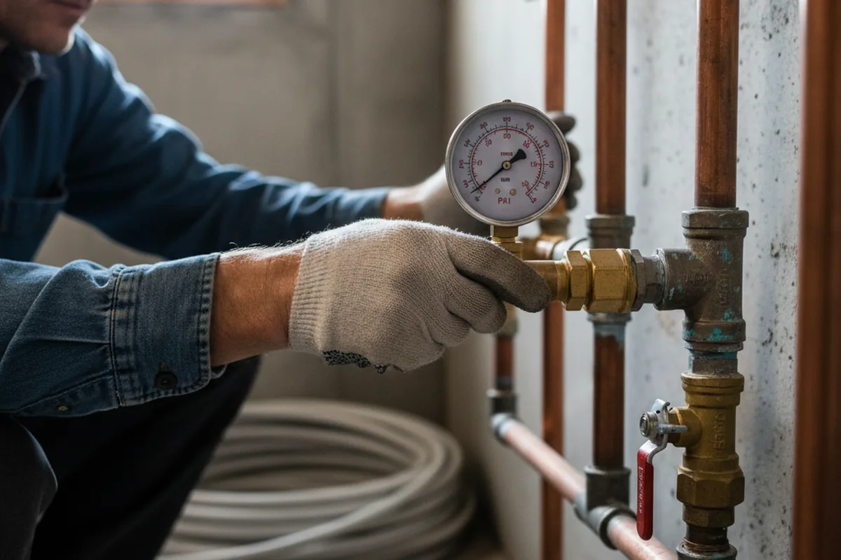 Pressure testing a repaired line during Water Line Repair in Cutchogue